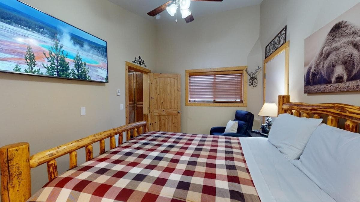 The bedroom brings in natural light to enjoy during your stay.